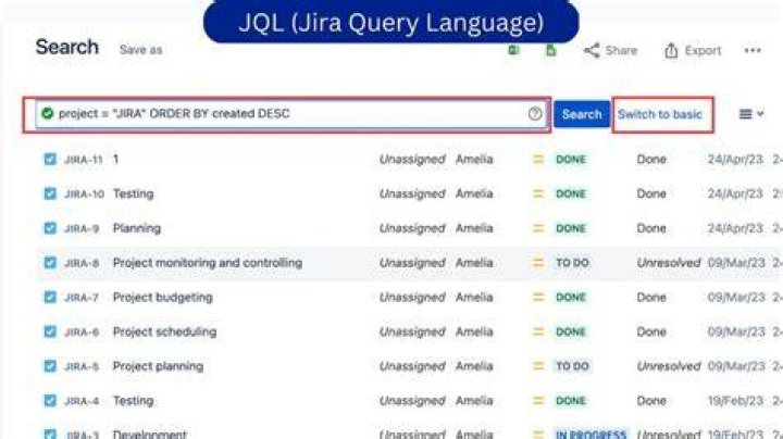 What does mean in JQL