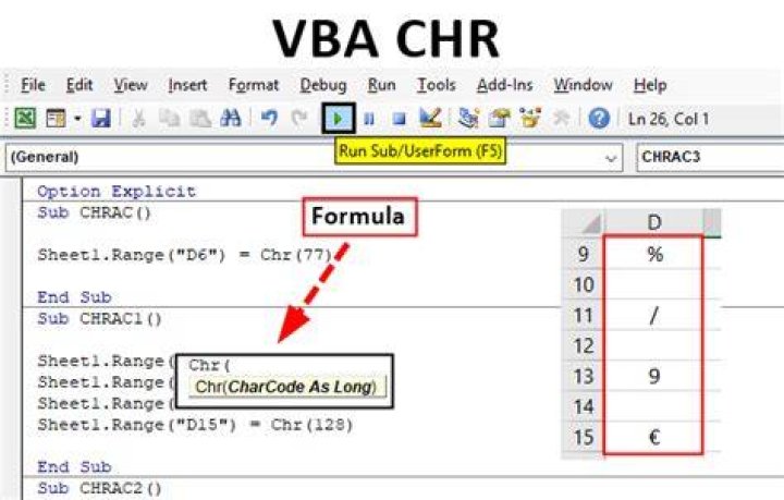 What is CHR 32 in VBA