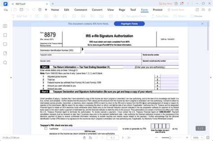 What is form 8879 so
